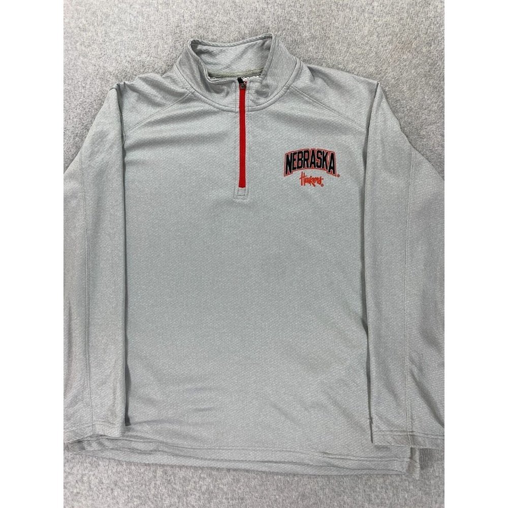 Nebraska Cornhuskers Champion 1/4 Zip Pullover (Men's XL) Gray - Picture 1 of 12
